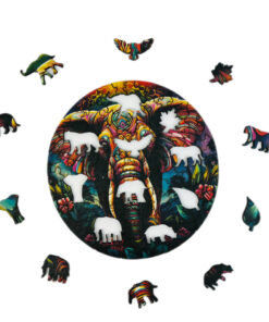Wooden Jigsaw Puzzle - Bộ xếp hình gỗ 5mm -Voi - Tribal Elephant